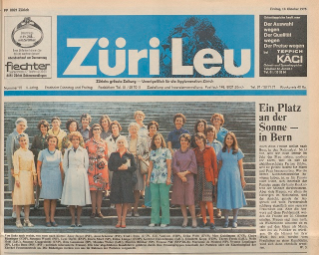 Frauenwahlliste, Züri Leu, 1975,  Foto: Züri Leu vom 10.10.1975, Zentralbibliothek Zürich